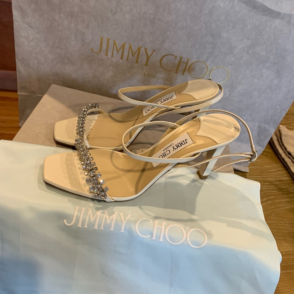 Brand New Jimmy Choo Meira 85 Embellished High Heel Slide Sandals